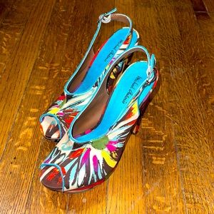 MICHAEL ANTONIO Floral Platform Slingback Heels Size 8.5